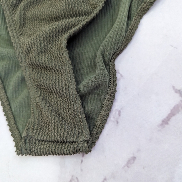 Good American Swim Bottom Women 1 2 S M Stormy Green Crinkle Tiny Ties Bikini - Picture 3 of 12